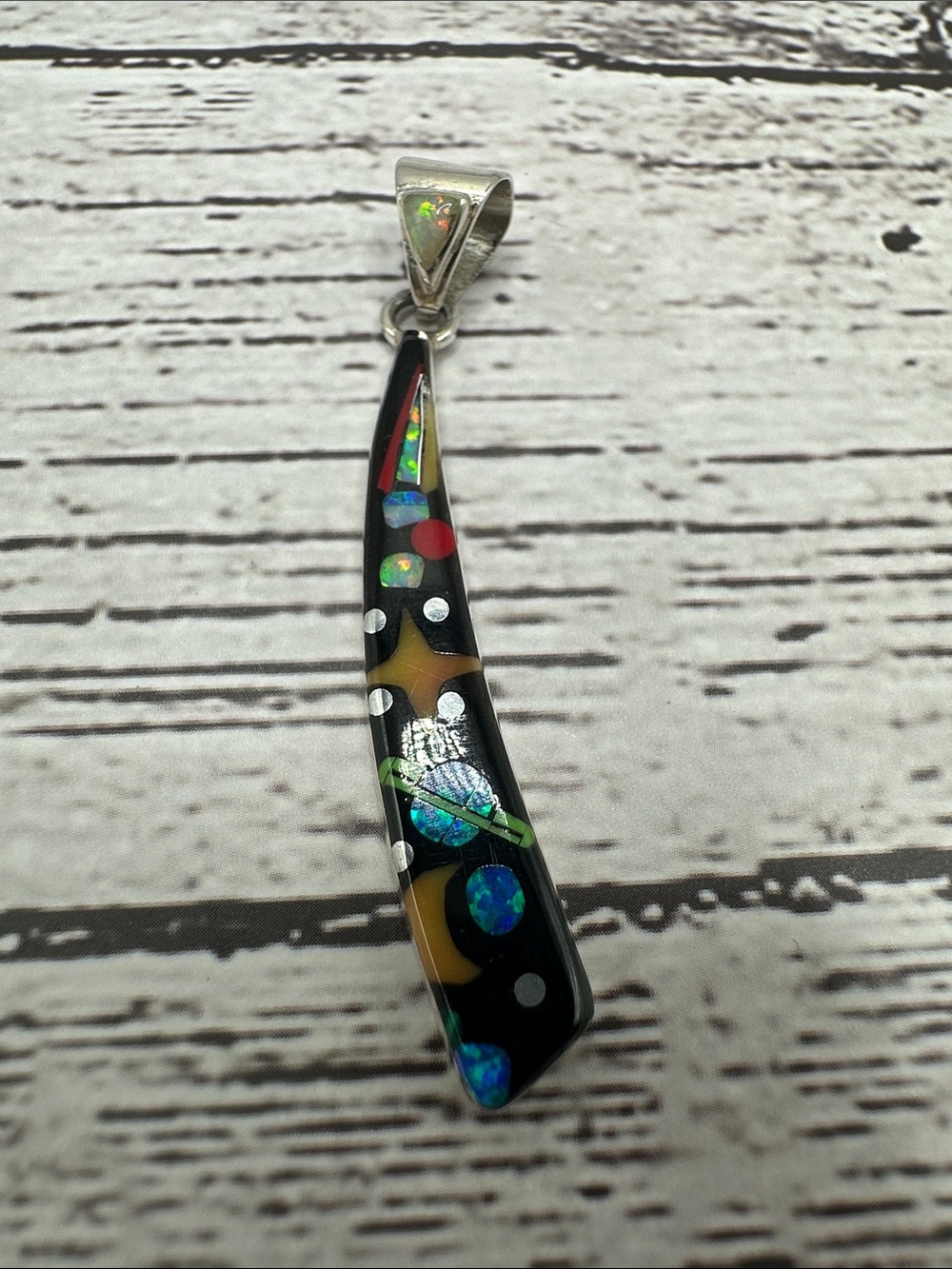 Black Opal Micro Inlay Galaxy Teardrop Pendant - Women Jewelry